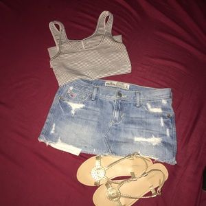 Cute Hollister ripped distressed denim skirt